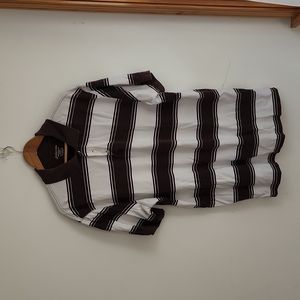 Brown and white striped polo 2XLT